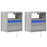 Produktbild för Väggmonterad tv-bänk LED 2 st grå sonoma 41x31x45 cm