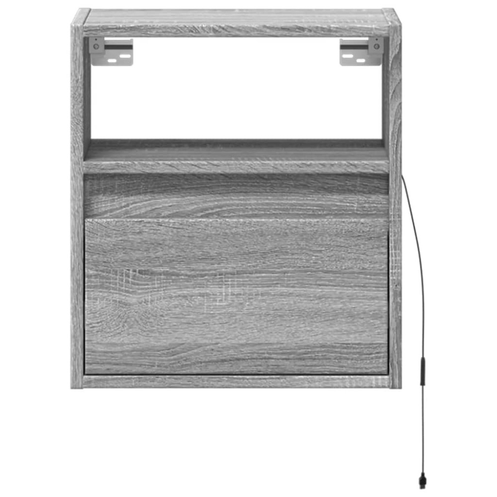 Produktbild för Väggmonterad tv-bänk LED 2 st grå sonoma 41x31x45 cm