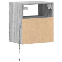 Produktbild för Väggmonterad tv-bänk LED 2 st grå sonoma 41x31x45 cm