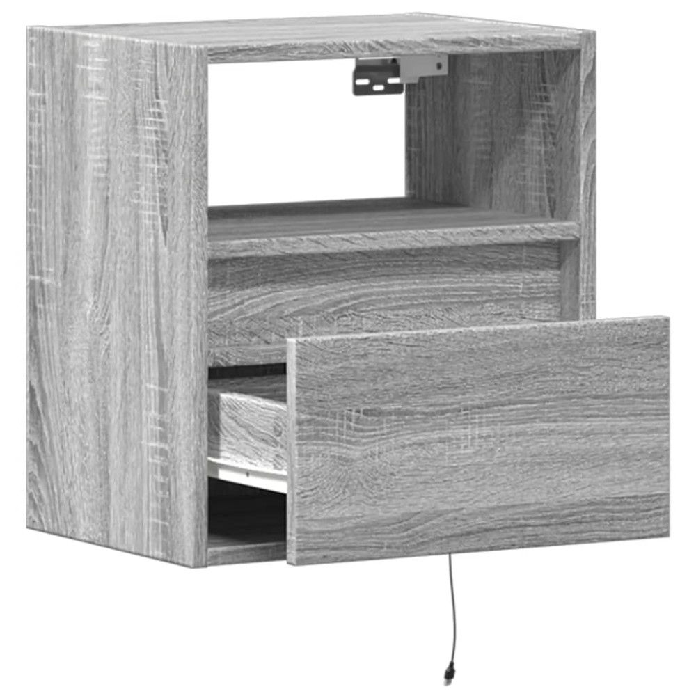 Produktbild för Väggmonterad tv-bänk LED 2 st grå sonoma 41x31x45 cm