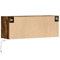 Produktbild för Väggmonterad tv-bänk LED rökfärgad ek 100x31x35 cm