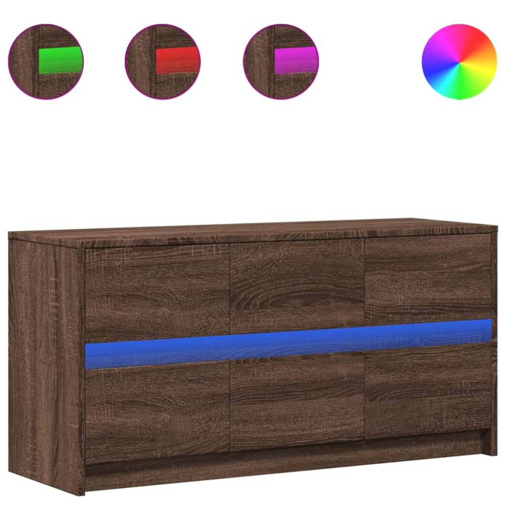 Produktbild för Tv-bänk med LEDs brun ek 100x34x50 cm konstruerat trä