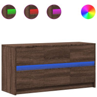 Produktbild för Tv-bänk med LEDs brun ek 100x34x50 cm konstruerat trä