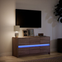 Produktbild för Tv-bänk med LEDs brun ek 100x34x50 cm konstruerat trä