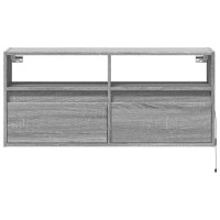 Produktbild för Väggmonterad tv-bänk LEDs grå sonoma 100x31x45 cm