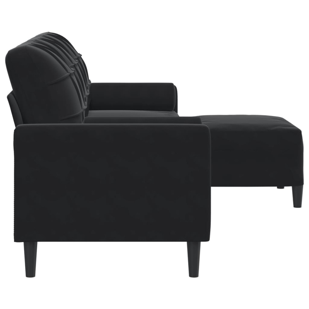 Produktbild för 3-sitssoffa med fotpall Svart 210 cm sammet