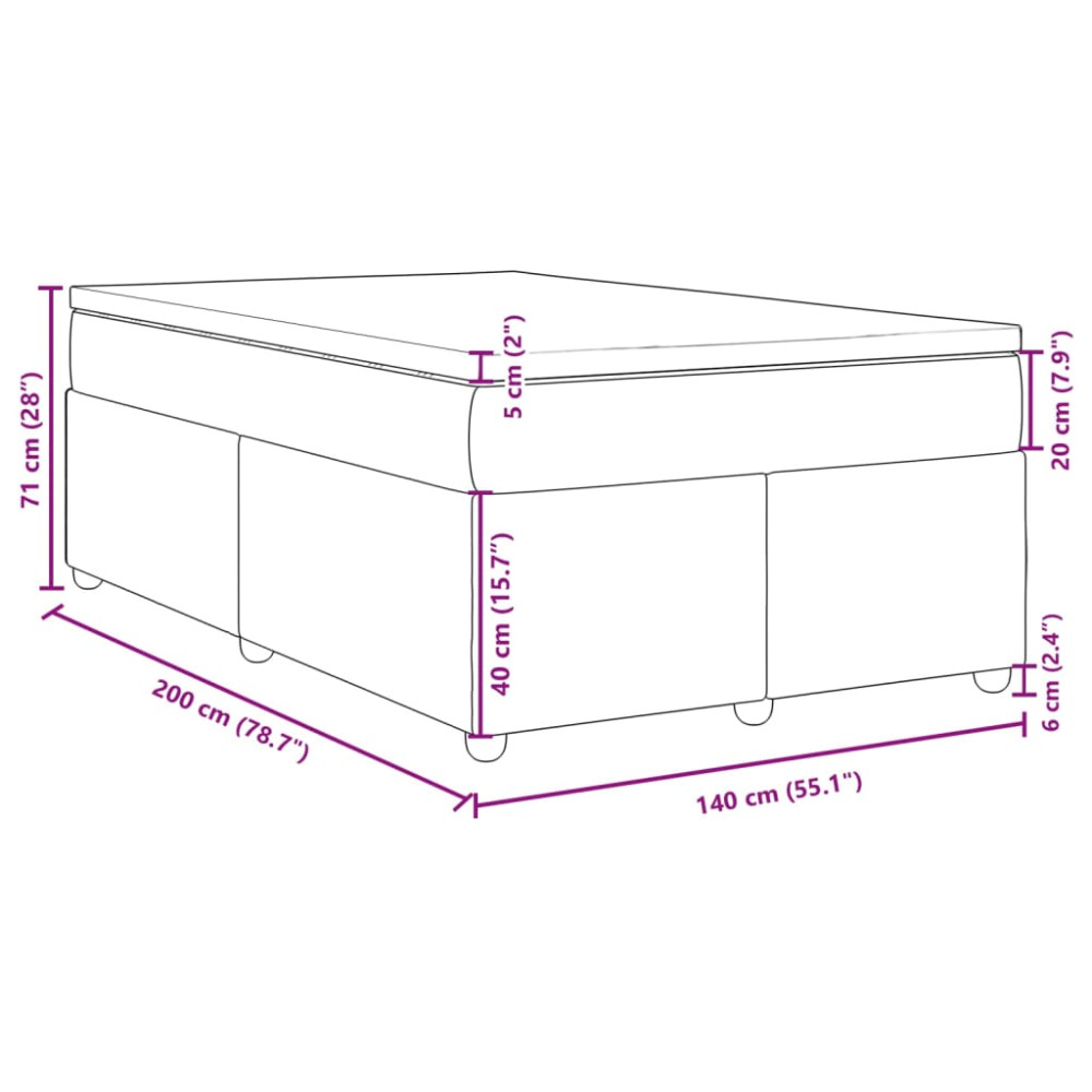 Produktbild för Ramsäng med madrass mörkbrun 140x200 cm tyg