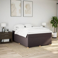 Produktbild för Ramsäng med madrass mörkbrun 140x200 cm tyg