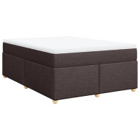Produktbild för Ramsäng med madrass mörkbrun 140x200 cm tyg