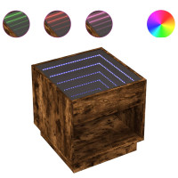 Produktbild för Sängbord med Infinity LEDs rökfärgad ek 50x50x50 cm