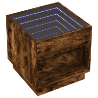 Produktbild för Sängbord med Infinity LEDs rökfärgad ek 50x50x50 cm