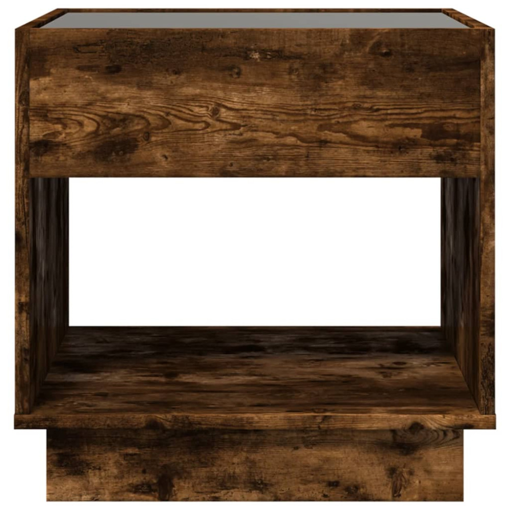 Produktbild för Sängbord med Infinity LEDs rökfärgad ek 50x50x50 cm