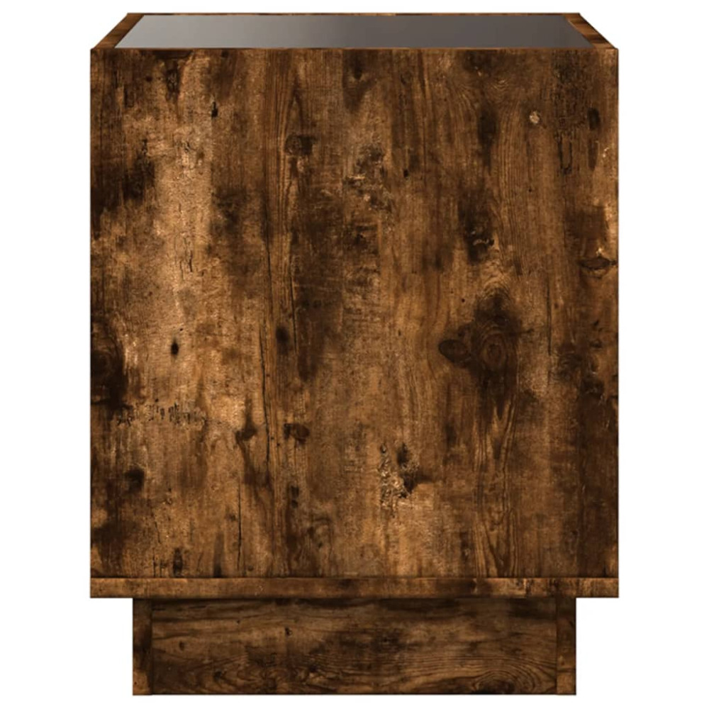 Produktbild för Sängbord med Infinity LEDs rökfärgad ek 50x50x50 cm