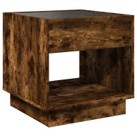 Produktbild för Sängbord med Infinity LEDs rökfärgad ek 50x50x50 cm