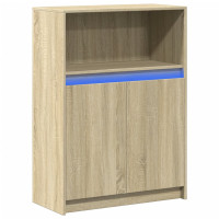 Produktbild för Skänk med LED sonoma-ek 72x34x100 cm konstruerat trä
