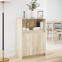 Produktbild för Skänk med LED sonoma-ek 72x34x100 cm konstruerat trä
