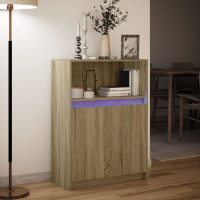 Produktbild för Skänk med LED sonoma-ek 72x34x100 cm konstruerat trä
