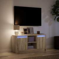 Produktbild för Tv-bänk med LEDs sonoma-ek 100x34x50 cm konstruerat trä