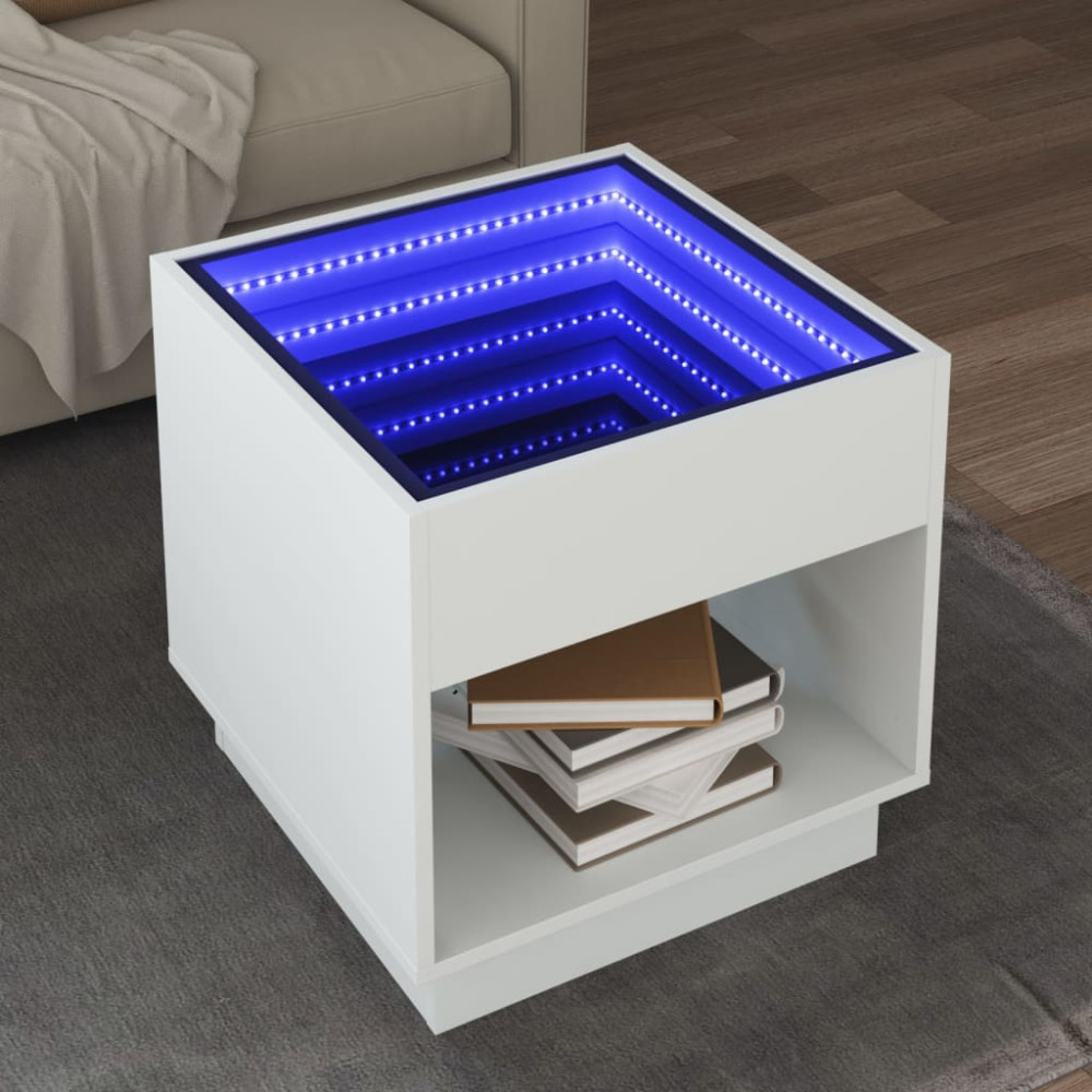 Produktbild för Soffbord med Infinity LEDs vit 50x50x50 cm