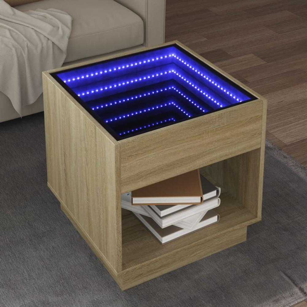Produktbild för Soffbord med Infinity LEDs sonoma-ek 50x50x50 cm