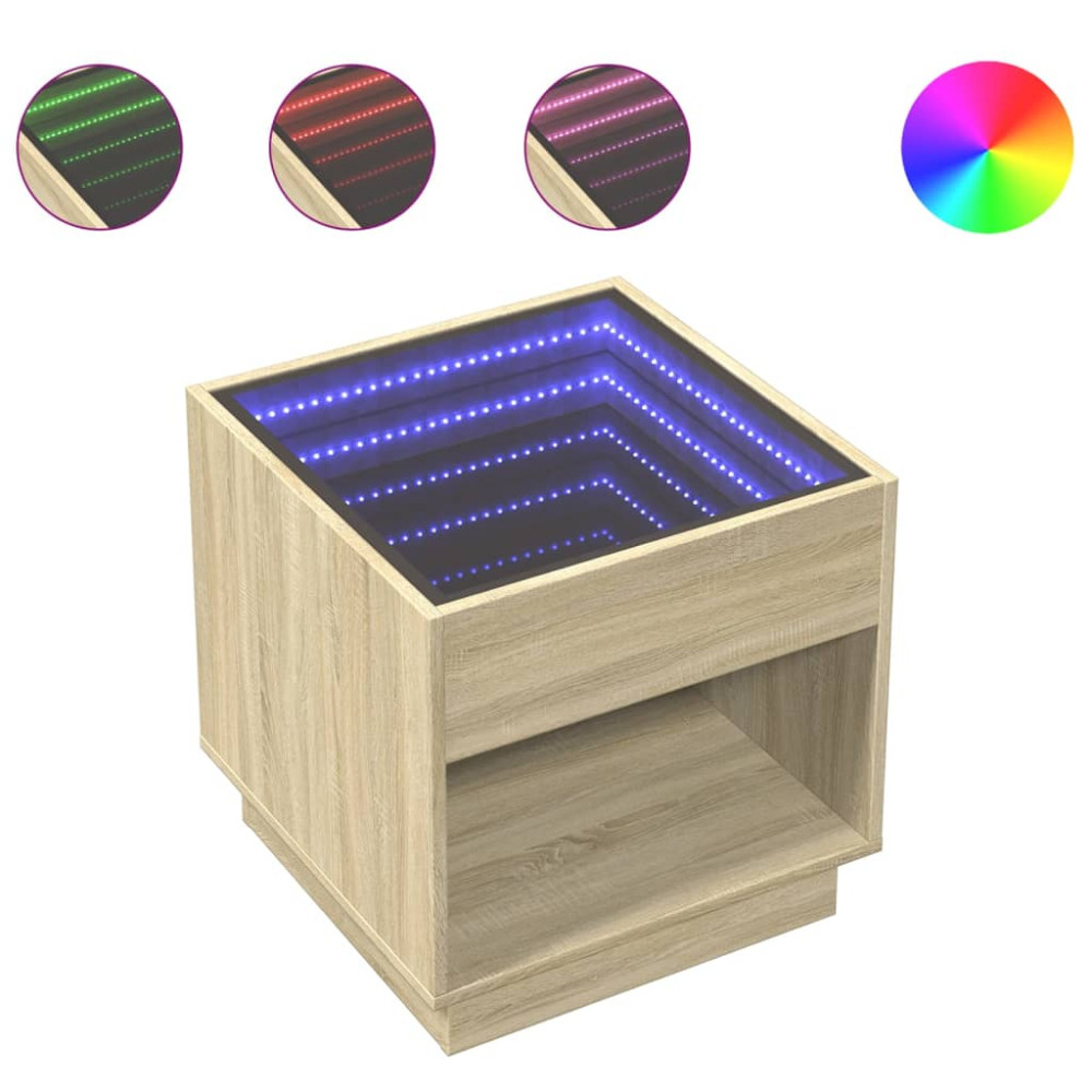 Produktbild för Soffbord med Infinity LEDs sonoma-ek 50x50x50 cm