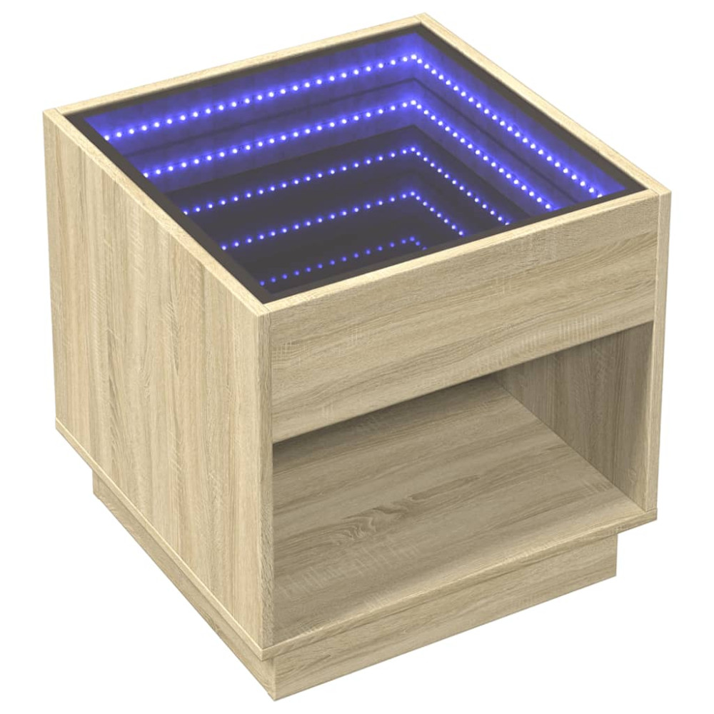 Produktbild för Soffbord med Infinity LEDs sonoma-ek 50x50x50 cm