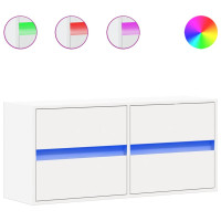 Produktbild för Väggmonterad tv-bänk LEDs vit 100x31x45 cm