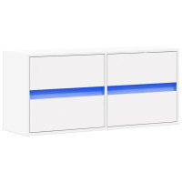 Produktbild för Väggmonterad tv-bänk LEDs vit 100x31x45 cm