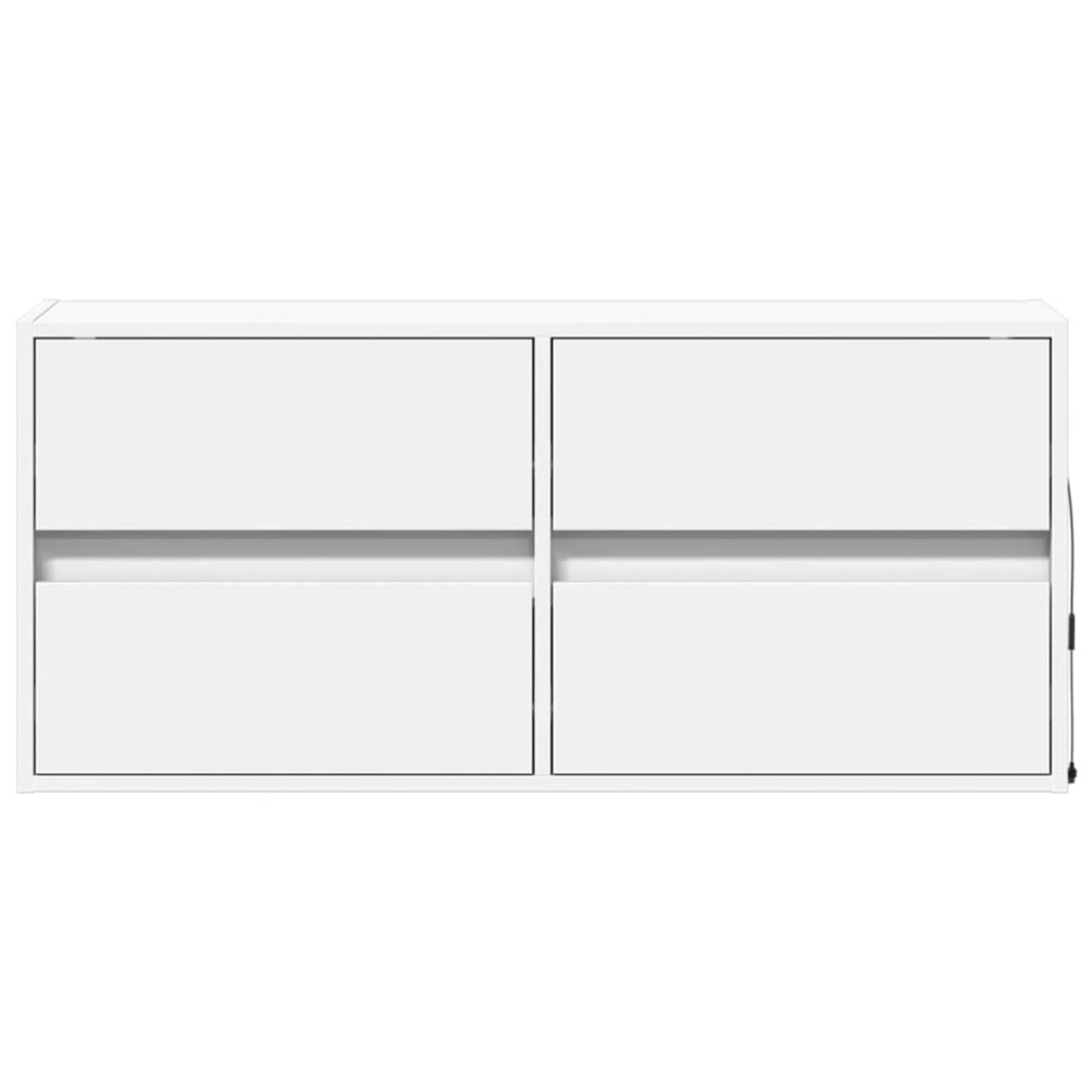 Produktbild för Väggmonterad tv-bänk LEDs vit 100x31x45 cm