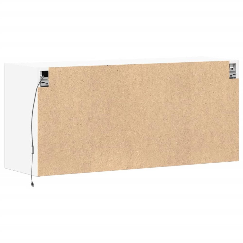 Produktbild för Väggmonterad tv-bänk LEDs vit 100x31x45 cm