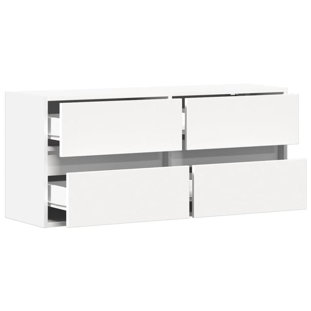 Produktbild för Väggmonterad tv-bänk LEDs vit 100x31x45 cm