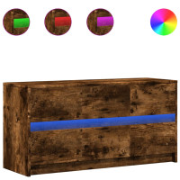 Produktbild för Tv-bänk med LEDs rökfärgad ek 100x34x50 cm konstruerat trä