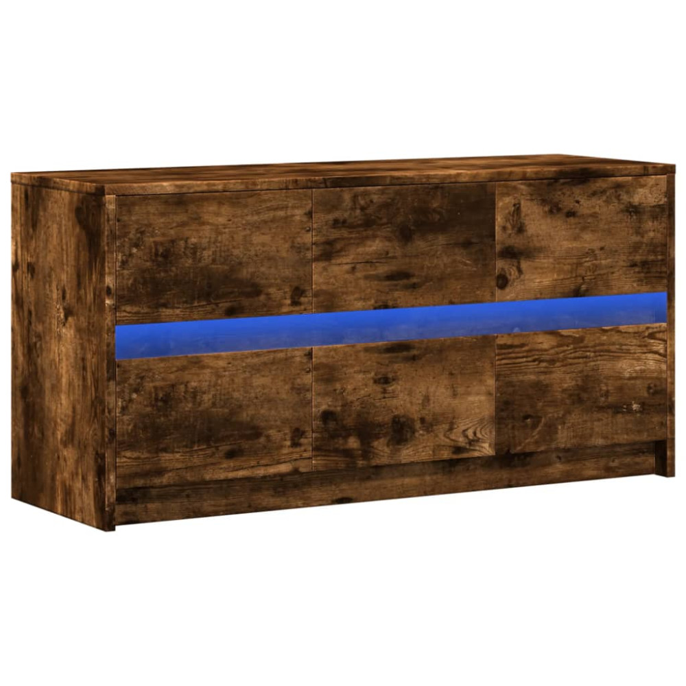 Produktbild för Tv-bänk med LEDs rökfärgad ek 100x34x50 cm konstruerat trä