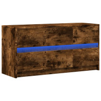 Produktbild för Tv-bänk med LEDs rökfärgad ek 100x34x50 cm konstruerat trä