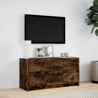 Produktbild för Tv-bänk med LEDs rökfärgad ek 100x34x50 cm konstruerat trä