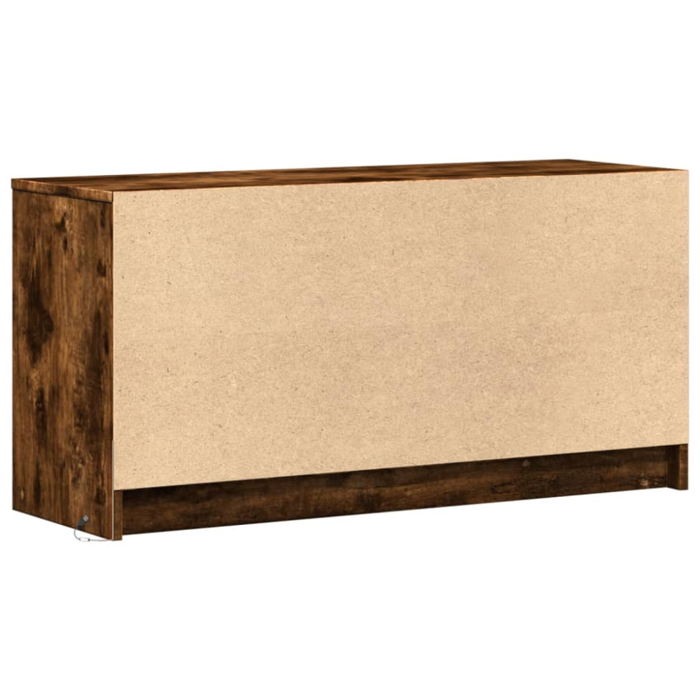 Produktbild för Tv-bänk med LEDs rökfärgad ek 100x34x50 cm konstruerat trä