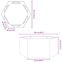 Produktbild för Odlingslåda svart sexkantig 104x90x45 cm stål