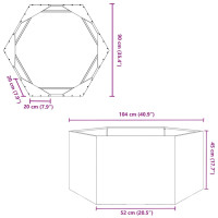 Produktbild för Odlingslåda sexkantig 104x90x45 cm galvaniserat stål