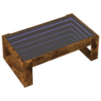 Produktbild för Soffbord med Infinity LEDs rökfärgad ek 90x53x30 cm
