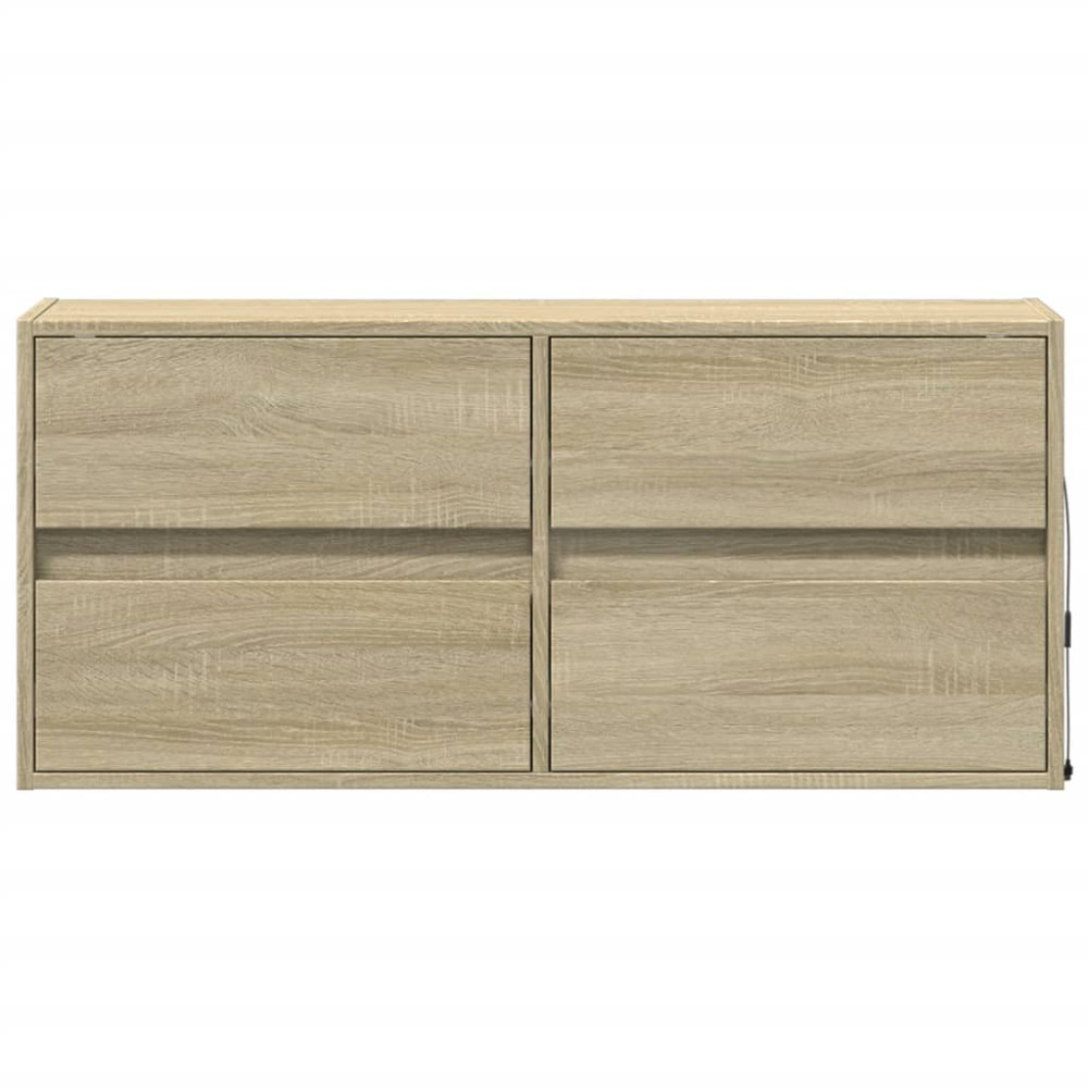 Produktbild för Väggmonterad tv-bänk LEDs sonoma-ek 100x31x45 cm