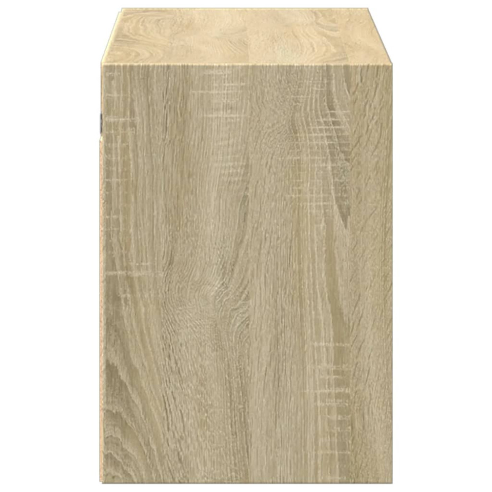 Produktbild för Väggmonterad tv-bänk LEDs sonoma-ek 100x31x45 cm
