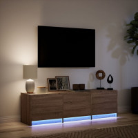 Produktbild för Tv-bänk med LEDs brun ek 140x34x40 cm konstruerat trä