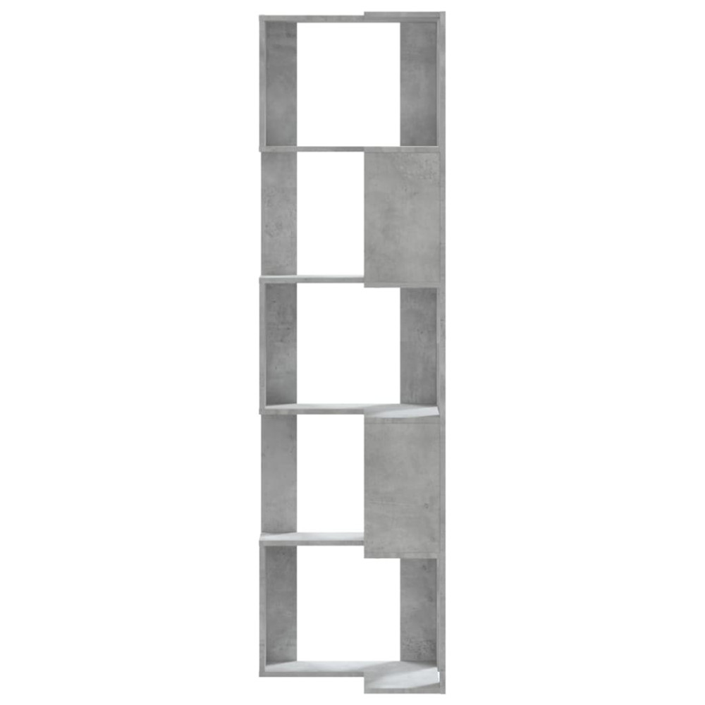Produktbild för Bokhylla hörn 5 hyllplan betonggrå 50x50x179 cm konstruerat trä