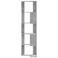 Produktbild för Bokhylla hörn 5 hyllplan betonggrå 50x50x179 cm konstruerat trä