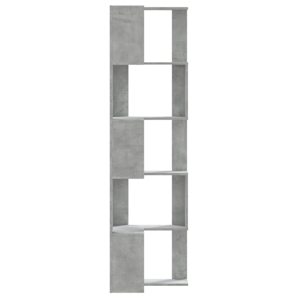 Produktbild för Bokhylla hörn 5 hyllplan betonggrå 50x50x179 cm konstruerat trä