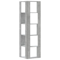 Produktbild för Bokhylla hörn 5 hyllplan betonggrå 50x50x179 cm konstruerat trä