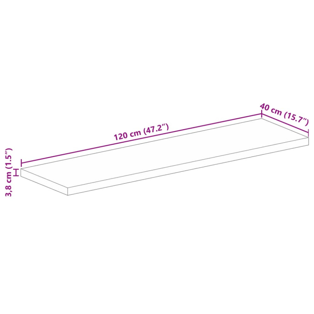 Produktbild för Bordsskiva 120x40x3,8 cm rektangulär massivt mango-trä
