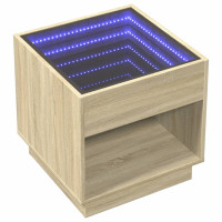 Produktbild för Sängbord med Infinity LEDs sonoma-ek 50x50x50 cm