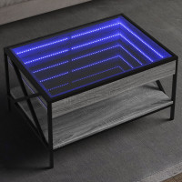 Produktbild för Soffbord med Infinity LEDs grå sonoma 70x50x38 cm