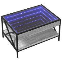 Produktbild för Soffbord med Infinity LEDs grå sonoma 70x50x38 cm